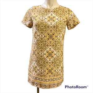 LULUS yellow mosaic print shift mini dress